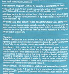 Hari Tropican Bird Food, Hagen Large Parrot Food with Peanuts & Sunflower Seeds, Cockatiels Granules, Lifetime Formula, 4 lb Bag