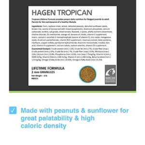 Hari Tropican Bird Food, Hagen Large Parrot Food with Peanuts & Sunflower Seeds, Cockatiels Granules, Lifetime Formula, 4 lb Bag