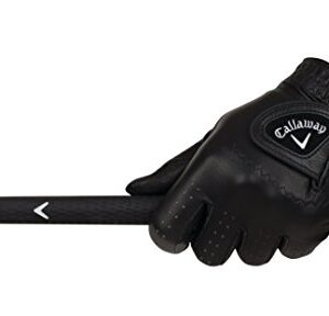 Callaway Golf Men's OptiColor Leather Glove, Black, Large, Worn on Left Hand