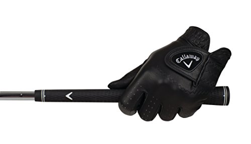 Callaway Golf Men's OptiColor Leather Glove, Black, Large, Worn on Left Hand