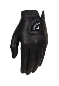 callaway golf men's opticolor leather glove, black, large, worn on left hand