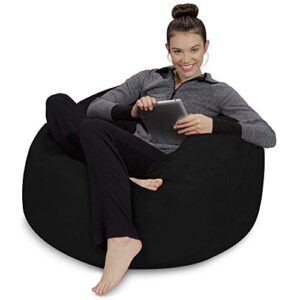Sofa Sack - Plush, Ultra Soft Bean Bag Chair with Microsuede Cover - Stuffed Memory Foam Filled Furniture and Accessories for Dorm Room - Black 3'