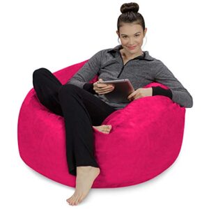 Sofa Sack - Plush, Ultra Soft Bean Bag Chair - Memory Foam Bean Bag Chair with Microsuede Cover - Stuffed Foam Filled Furniture and Accessories for Dorm Room - Magenta 3'