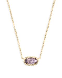 kendra scott elisa short pendant necklace for women, dainty fashion jewelry, 14k gold-plated, amethyst