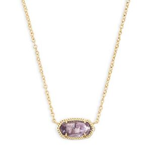 Kendra Scott Elisa Short Pendant Necklace for Women, Dainty Fashion Jewelry, 14k Gold-Plated, Amethyst