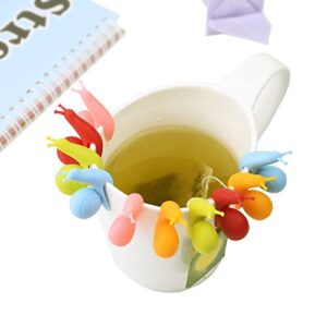 NaSh-Design 10 Pieces Cute Snail Shape Silicone Tea Bag Holder (Candy Colors)