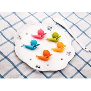 NaSh-Design 10 Pieces Cute Snail Shape Silicone Tea Bag Holder (Candy Colors)