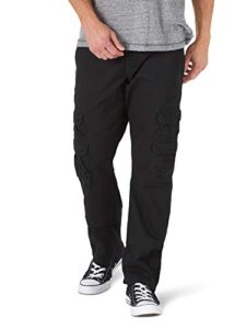 wrangler authentics men's premium relaxed fit straight leg cargo pant, black, 38w x 30l