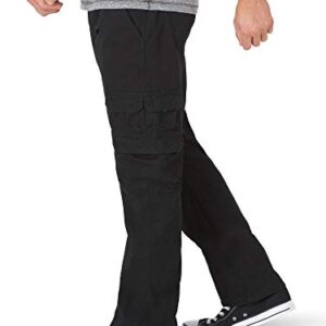 Wrangler Authentics Men's Premium Relaxed Fit Straight Leg Cargo Pant, Black, 38W X 30L