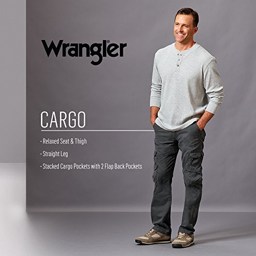 Wrangler Authentics Men's Premium Relaxed Fit Straight Leg Cargo Pant, Black, 38W X 30L