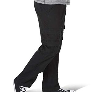 Wrangler Authentics Men's Premium Relaxed Fit Straight Leg Cargo Pant, Black, 38W X 30L