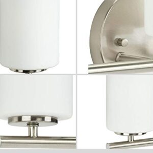 Replay Collection 2-Light Etched White Glass Modern Bath Vanity Light Brushed Nickel