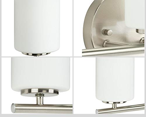 Replay Collection 2-Light Etched White Glass Modern Bath Vanity Light Brushed Nickel