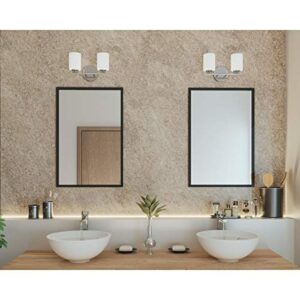 Replay Collection 2-Light Etched White Glass Modern Bath Vanity Light Brushed Nickel