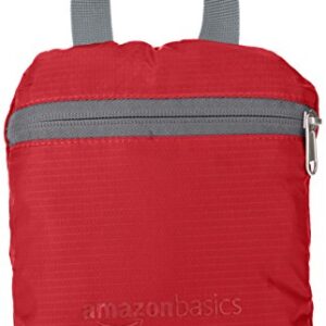 Amazon Basics Lightweight Packable Hiking Travel Day Pack Backpack - 17.5 x 17.5 x 11.5 Inches, 25 Liter, Red