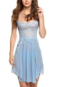 avidlove lace babydoll lingerie dress sexy straps chemise nightwear blue x-larg