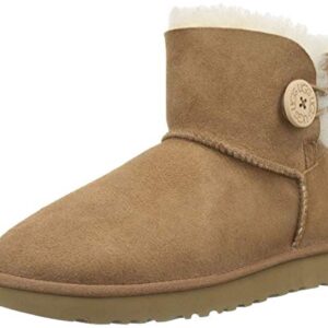 UGG Women's Mini Bailey Button Ii Boot, Chestnut, 9