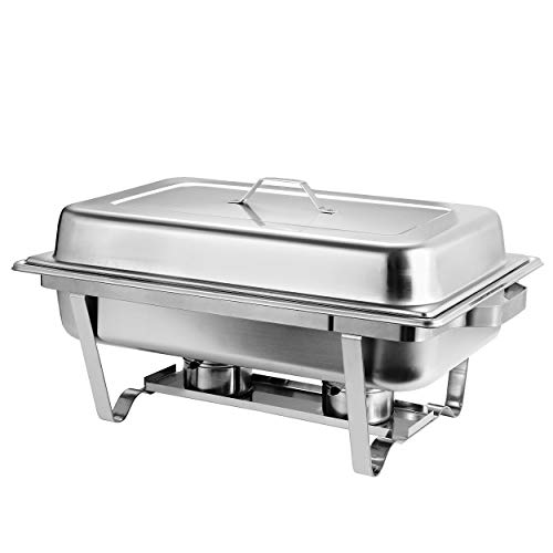 ZENY Pack of 2 Chafing Dish Buffet Set, 8 Quart Stainless Steel Buffet Servers and Warmers for Party Catering, Complete Chafer Set with Water Pan, Chafing Fuel Holder