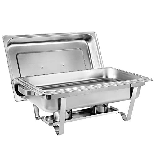 ZENY Pack of 2 Chafing Dish Buffet Set, 8 Quart Stainless Steel Buffet Servers and Warmers for Party Catering, Complete Chafer Set with Water Pan, Chafing Fuel Holder