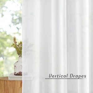 NICETOWN Sheer Curtain Panels Bedroom - Home Decoration Solid Voile Panels with Ring Top (2-Pack, 54 Wide x 84 inch Long, White)