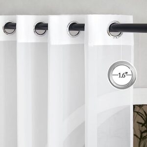 NICETOWN Sheer Curtain Panels Bedroom - Home Decoration Solid Voile Panels with Ring Top (2-Pack, 54 Wide x 84 inch Long, White)