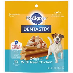 PEDIGREE DENTASTIX Small/Medium Dog Dental Treats Original Flavor Dental Bones, 5.57 Oz - 10 Count (Pack of 7)