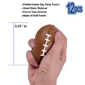 Mini Foam Footballs 12 Pcs Pack | 3.25” Inch Party Favor Balls for Kids | Mini Football Stress Ball Bulk | Toy Sports Little Footballs | Big Game Party Decoration Balls | Small Foam Football for Kids