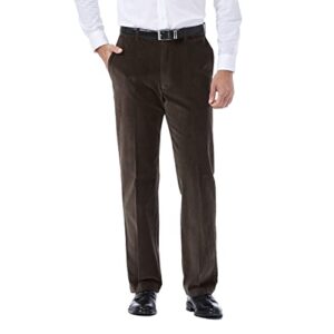 haggar mens stretch corduroy expandable waist classic fit flat front casual pants, brown, 38w x 30l us