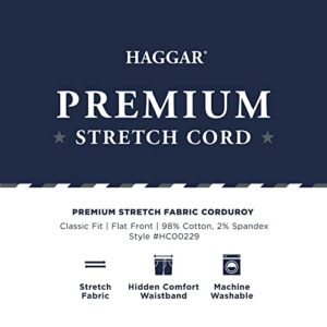 Haggar mens Stretch Corduroy Expandable Waist Classic Fit Flat Front Casual Pants, Brown, 38W x 30L US