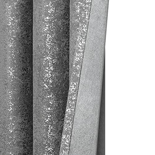 GoodGram 2 Pack Sparkle Chic Thermal Blackout Curtain Panels - Assorted Colors (Grey)