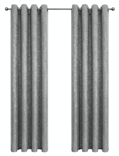 GoodGram 2 Pack Sparkle Chic Thermal Blackout Curtain Panels - Assorted Colors (Grey)