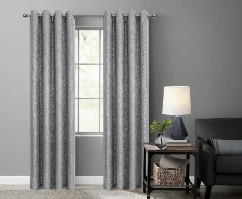 GoodGram 2 Pack Sparkle Chic Thermal Blackout Curtain Panels - Assorted Colors (Grey)