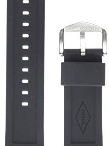 Fossil All-Gender 22mm Silicone Interchangeable Watch Band Strap, Color: Black (Model: S221304)