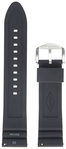 Fossil All-Gender 22mm Silicone Interchangeable Watch Band Strap, Color: Black (Model: S221304)