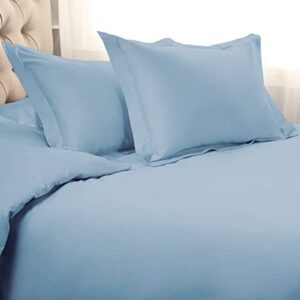 superior egyptian cotton 1000 thread count duvet cover set, bed covers, includes 1 duvet cover with button closure, 2 pillow shams, oversized bedding décor, full/queen, light blue