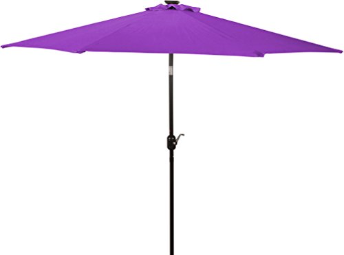 Trademark Innovations Deluxe Solar Powered LED Lighted Patio Umbrella - 9' - (Purple)