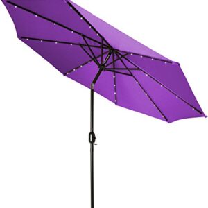 Trademark Innovations Deluxe Solar Powered LED Lighted Patio Umbrella - 9' - (Purple)