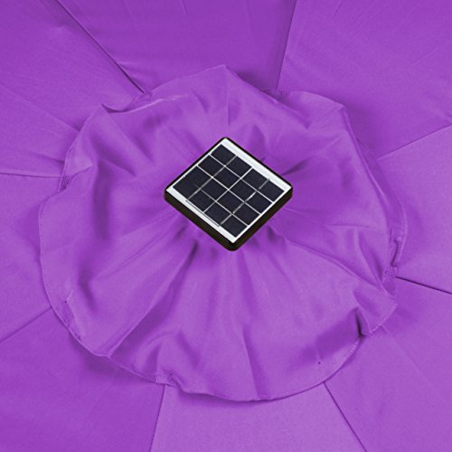 Trademark Innovations Deluxe Solar Powered LED Lighted Patio Umbrella - 9' - (Purple)