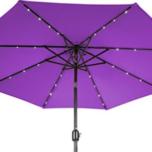 Trademark Innovations Deluxe Solar Powered LED Lighted Patio Umbrella - 9' - (Purple)