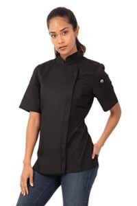 chef works women's springfield chef coat, black, small