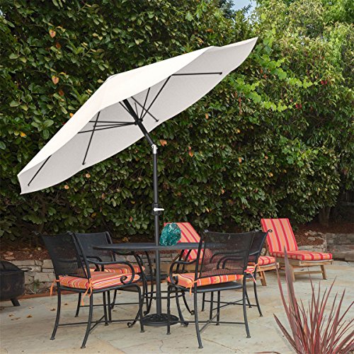 Pure Garden Patio Umbrella with Auto Tilt – 10-Foot Easy Crank Outdoor Table Umbrella Shade for Deck, Balcony, Porch, Backyard or Pool (Tan)