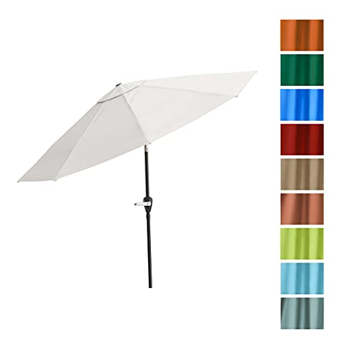 Pure Garden Patio Umbrella with Auto Tilt – 10-Foot Easy Crank Outdoor Table Umbrella Shade for Deck, Balcony, Porch, Backyard or Pool (Tan)