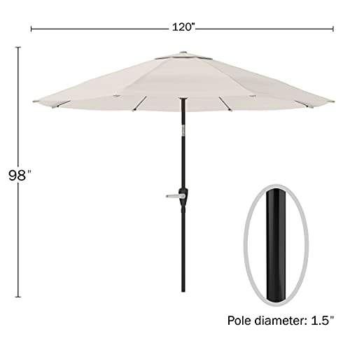 Pure Garden Patio Umbrella with Auto Tilt – 10-Foot Easy Crank Outdoor Table Umbrella Shade for Deck, Balcony, Porch, Backyard or Pool (Tan)