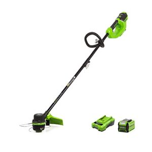 greenworks 40v 14 inch brushless cordless string trimmer, 2ah battery and charger included st40l210