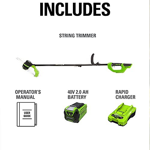 Greenworks 40V 14 inch Brushless Cordless String Trimmer, 2Ah Battery and Charger Included ST40L210