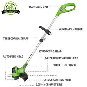 Greenworks 24V Cordless String Trimmer and Blower Combo Pack, 2Ah Battery and Charger Included STBA24B210