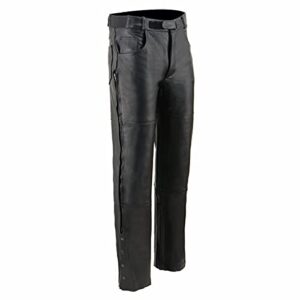 milwaukee leather sh1150 men's black leather motorcycle over pants with jean style pockets - 34