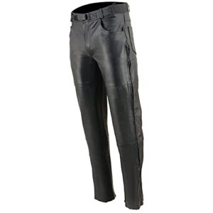 Milwaukee Leather SH1150 Men's Black Leather Motorcycle Over Pants with Jean Style Pockets - 34