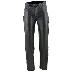 Milwaukee Leather SH1150 Men's Black Leather Motorcycle Over Pants with Jean Style Pockets - 34