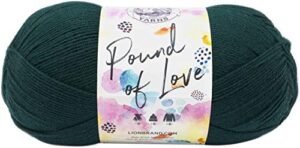 lion brand yarn pound of love, value yarn, large yarn for knitting and crocheting, craft yarn, hunter green